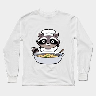 Raccoon Cooking Long Sleeve T-Shirt